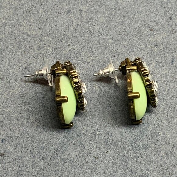 Baublebar Anthropologie Seastone Earrings Teardrop Rhinestone Mint Green Gold - Picture 3 of 4